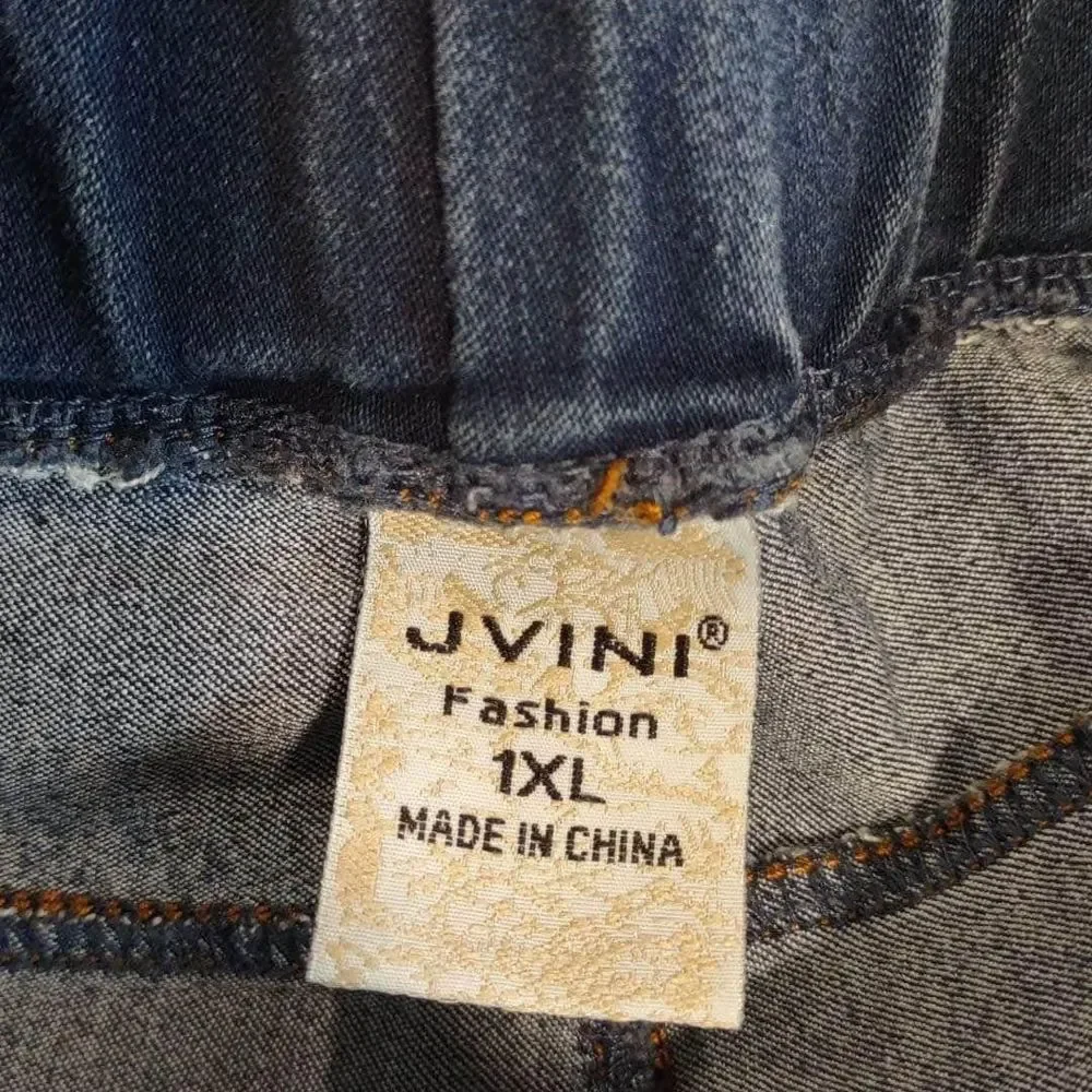1X Jvini denim jeans elastic waist plus size womens 28” inseam C5838
